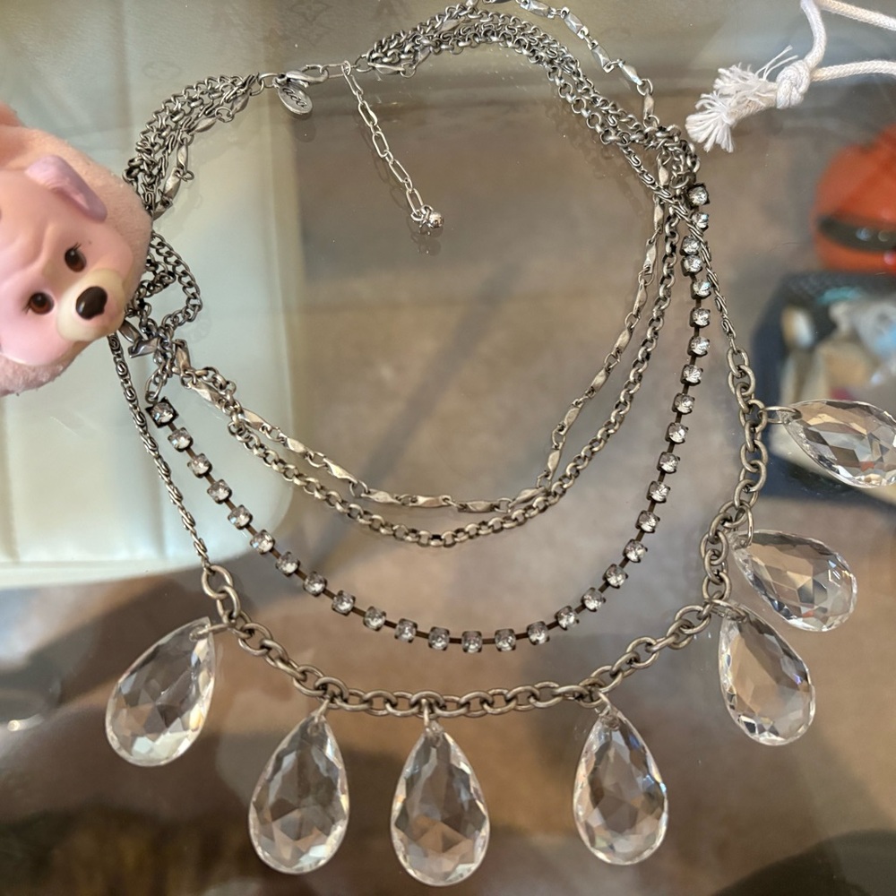 Vintage American Eagle Silver Crystal Layering Necklace (Adjustable) - Picture 3 of 3